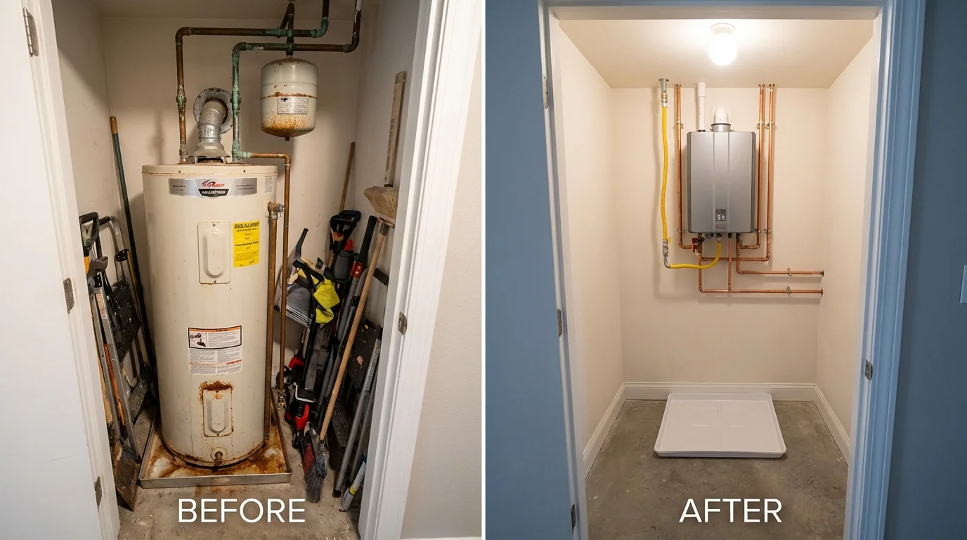 Tank water heater versus wall-mounted tankless unit comparison for Duryea, PA homeowners